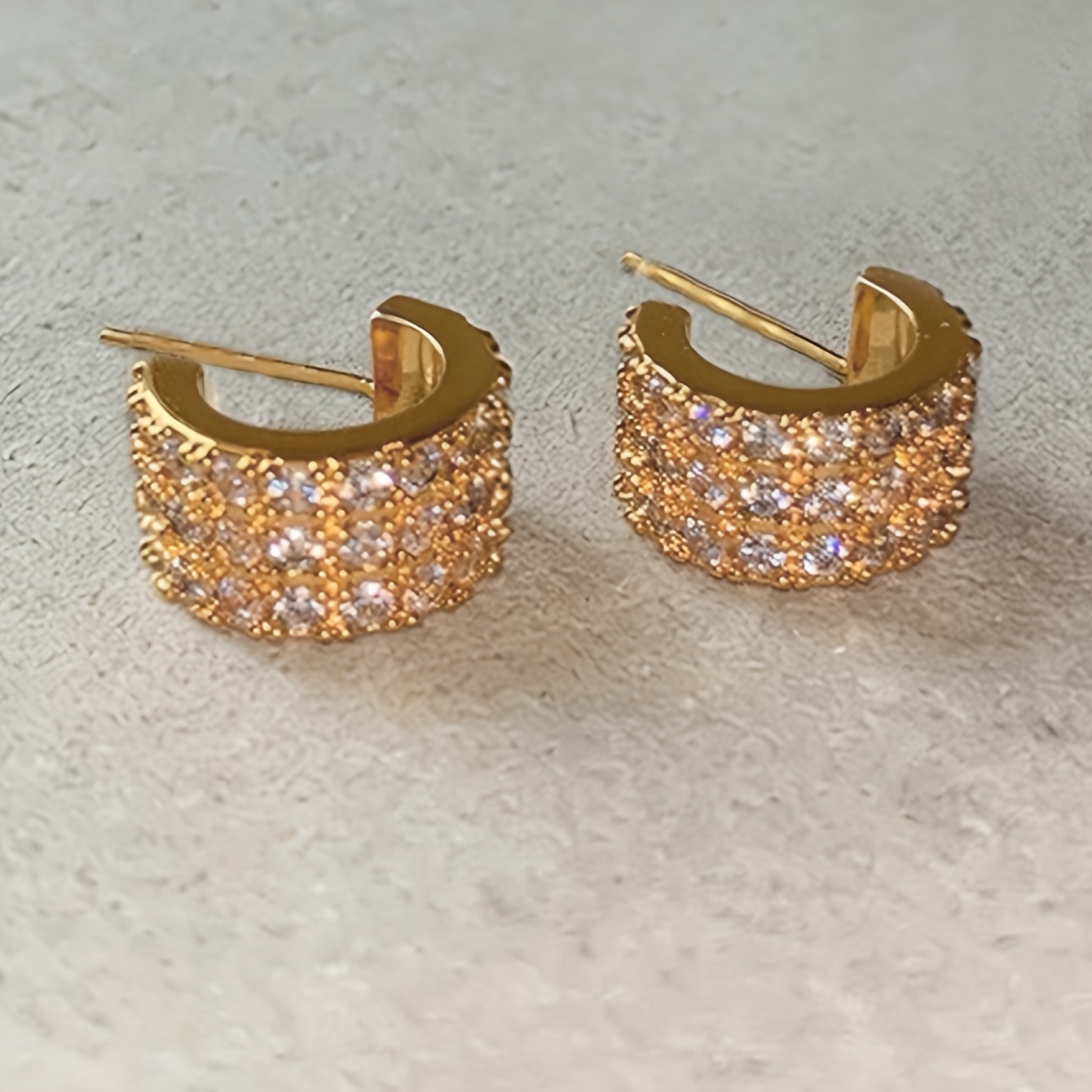 Exquisite Geometric Copper Earrings with Synthetic Zirconia